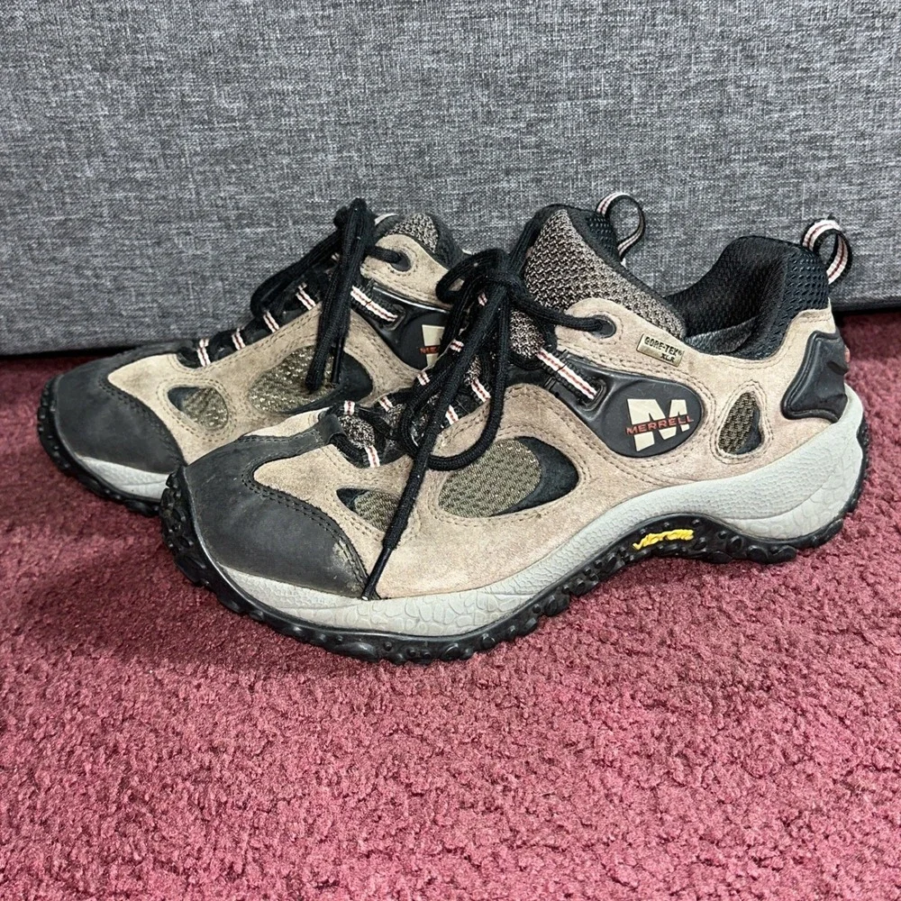 Merrell Gore-Tex XCR Low Gunsmoke Vibram Trail Hiking Shoes Men's 8.5 Brown
